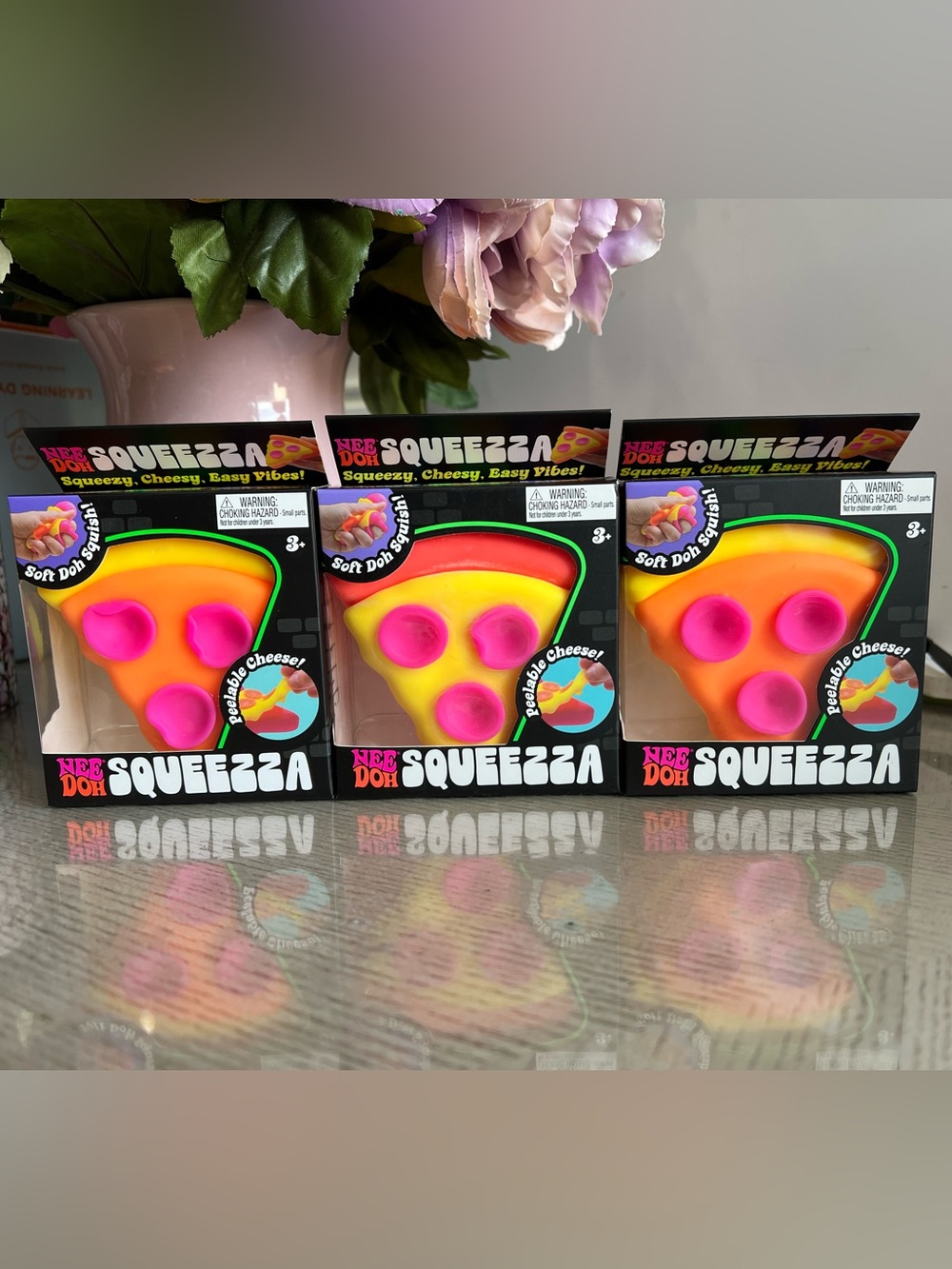 NEEDOH SQUEEZA PIZZA SQUISHY – 3 Pack (3 Pieces). AUTHENTIC